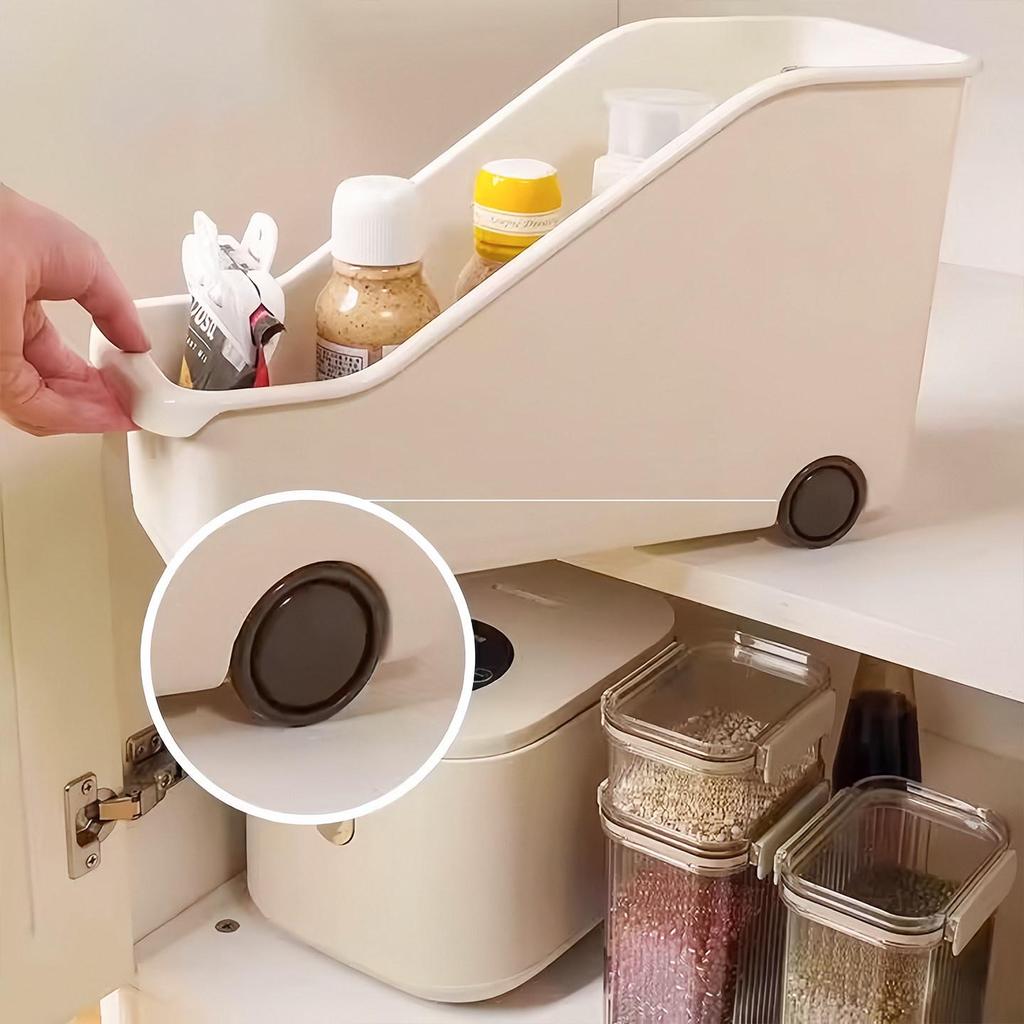 Rolling Kitchen Organizer: Pot & Lid Holder, Spice Rack, Countertop & Cabinet Storage Box
