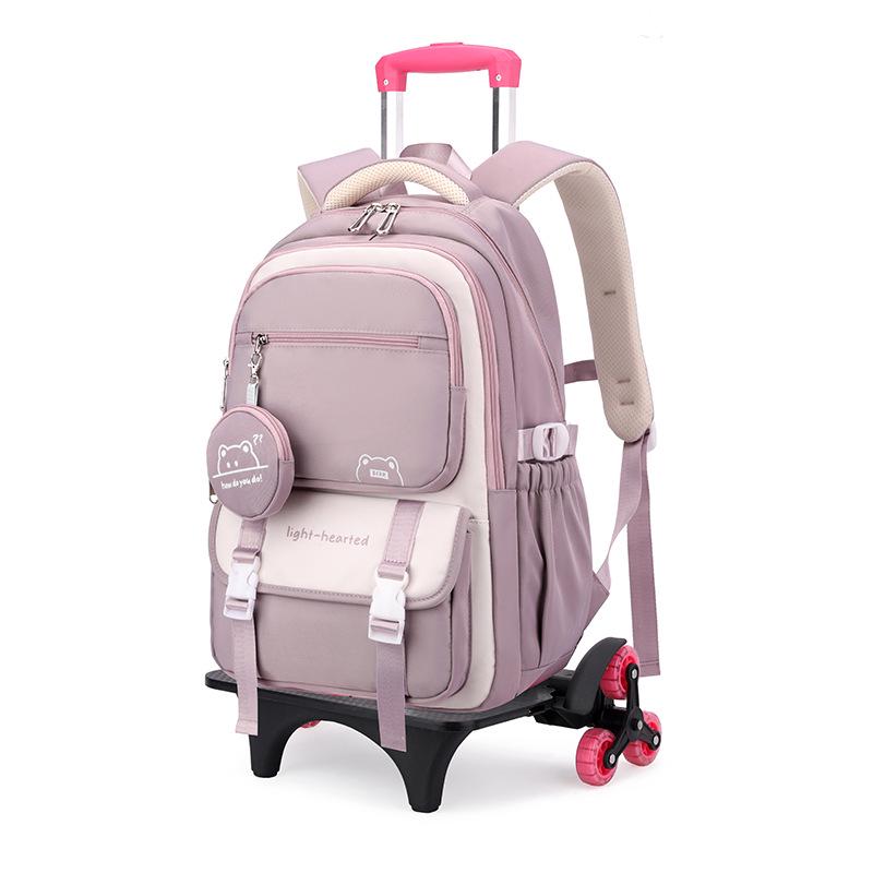 Natural Fish Design Trolley Backpack for Middle School Girls - Large Multi-Layer Capacity