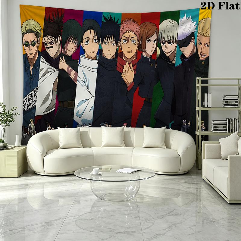 Anime Jujutsu Kaisen Wandteppich Ästhetischer Wandbehang Bedruckte Stoffdecke Dekorative Wandteppiche für Schlafzimmer Wohnzimmer Heimdekoration