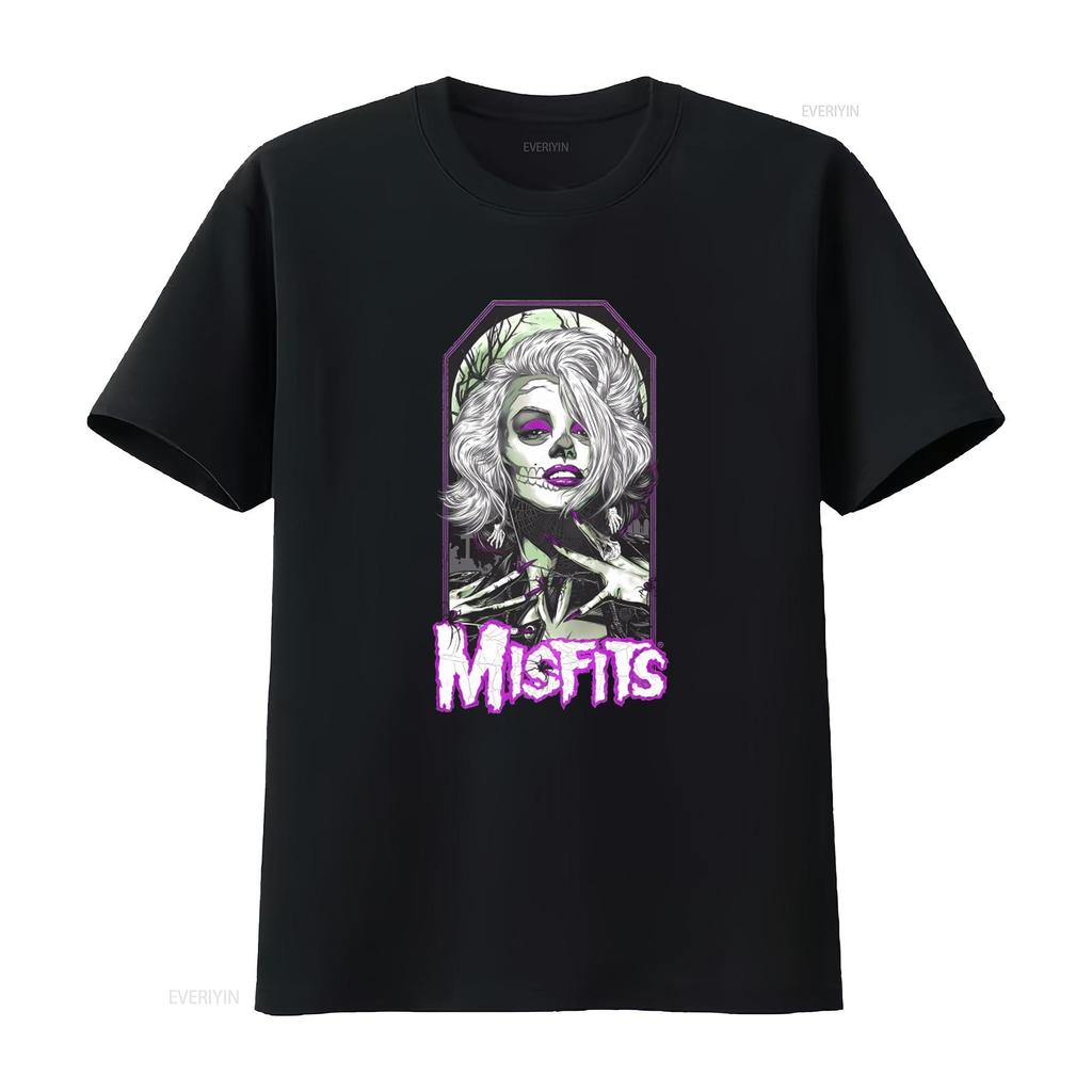 Misfits Female Sugar Skull Punk Rock Gothic T Shirt for Men vintage Washed Comfortable streetwear Unisex graphic