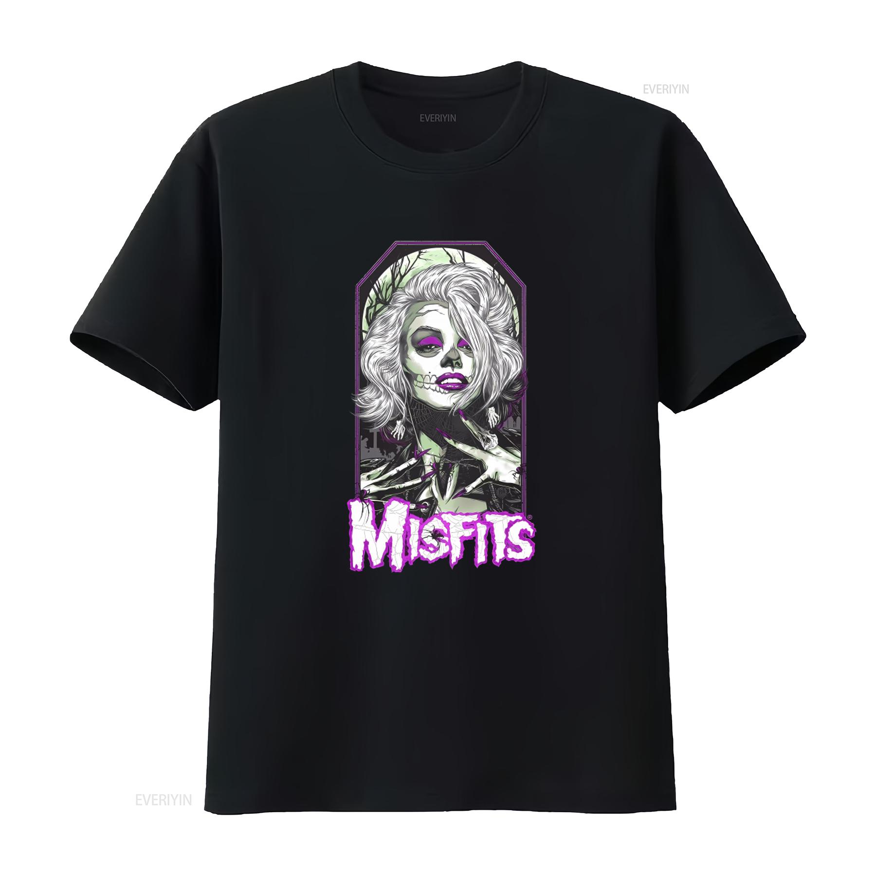 

Misfits Female Sugar Skull Punk Rock Gothic T Shirt for Men vintage Washed Comfortable streetwear Unisex graphic 4XL