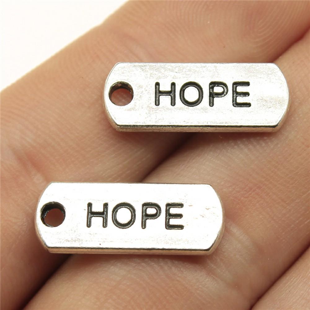 10 stuks Woord Tags Hanger Bedels Antiek Zilverkleur Gezegend Geloof Geloof Vertrouwen Familie Namaste Onbevreesd Droom Hoop Bedels