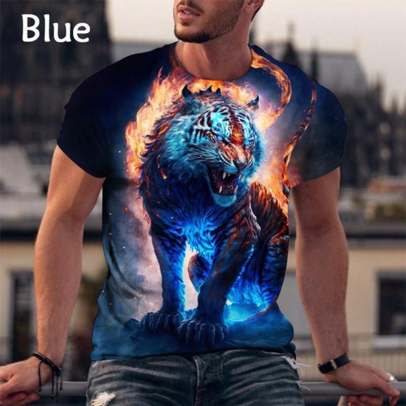 Tiger Series 3D Printed Men's Casual Short Sleeved T-shirt Men's T-shirt