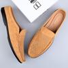 Fashion Summer Breathable Shoes Men Fashion Genuine Leather Half Shoes Slip on Moccasins Casual Italian Style Luxury Brand Half Loafers