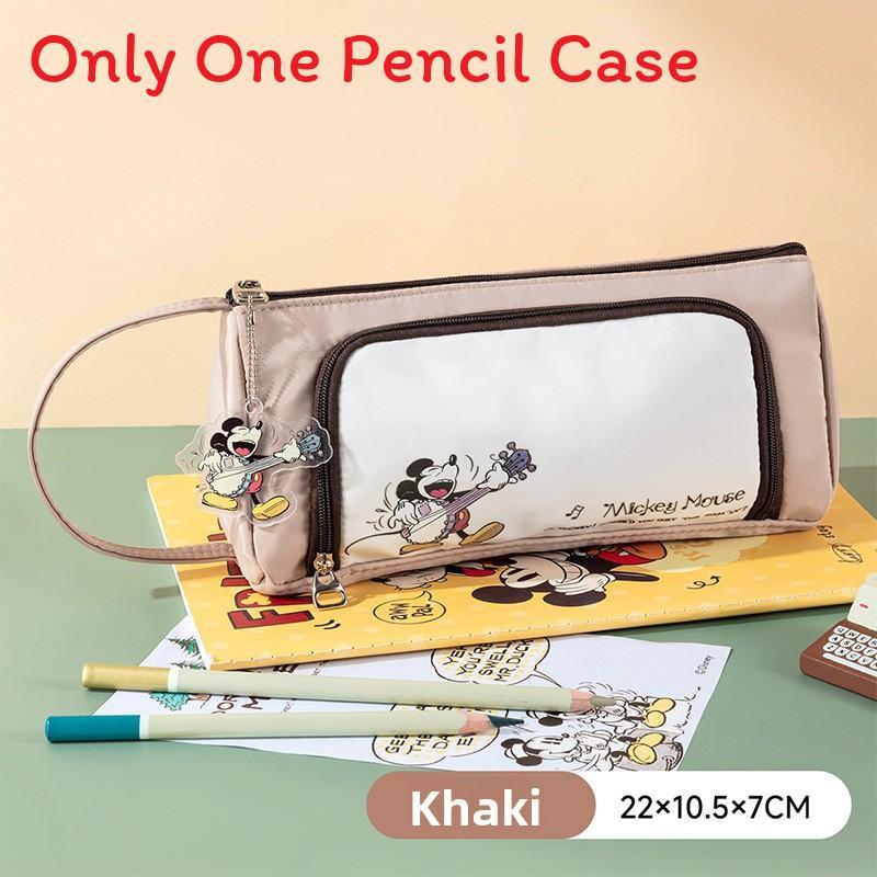 Mickey Mouse Vintage Double Layer Large Capacity Pencil Case With Polyester Storage For Students