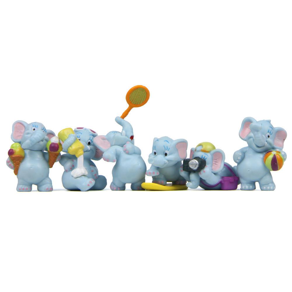 Elephant Doll 6pcs Toy Model Decoration Animation Cartoon Cute Material Pvc