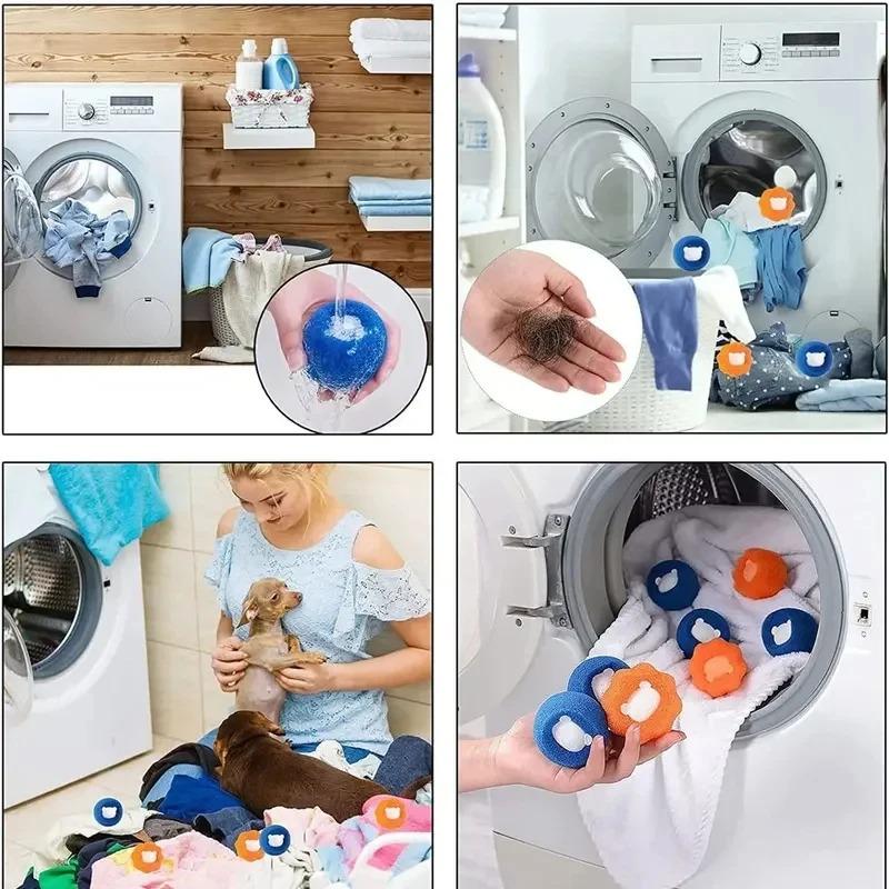3/6/9/12Pcs Reusable Laundry Balls Pet Hair Remover Washing Machine Lint Catcher Clothes Fluff Fur Cleaner Efficient Home Cleaning Tool Accessories