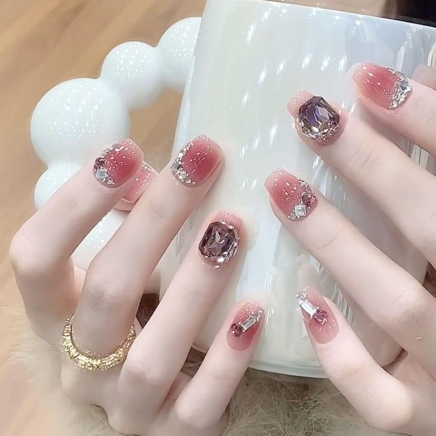 Cute Japanese Cat Eye Short Handmade False Nails Nail Art Stickers