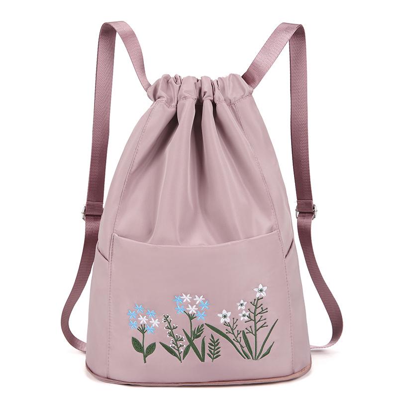 Casual Embroidered Folding Gym Backpack - Large Capacity, Wet/Dry Compartments, Ideal for Short Trips and Sports.