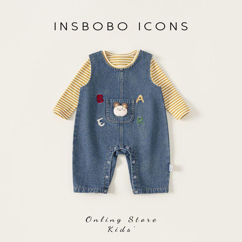 Insbobo Детский костюм Весна и Осень Мальчиковый Джинсовый Комплект из Двух Предметов 2026 Новый Стиль Модный Весенний Наряд для Девочек Трендовый Cowboy Blue 100