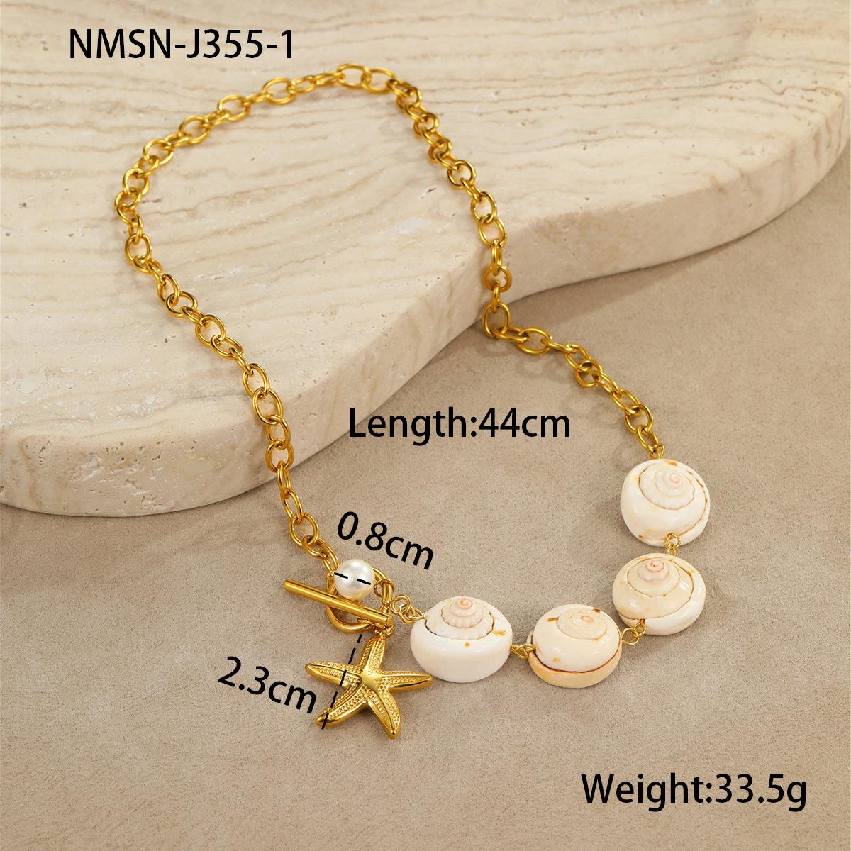 GEMCHIC Women s Ocean Starfish Shell Necklace Set Gold Plated Stainless Steel Summer Beach Jewelry 18K