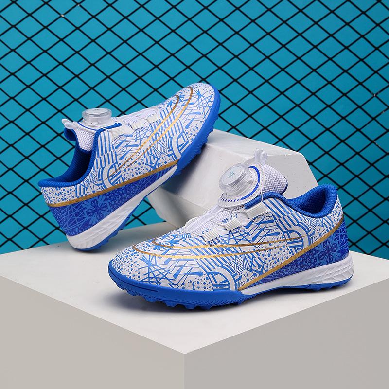 Children's football shoes Girls' rotating buckle Primary school students' training shoes Artificial grass flat-bottomed broken  sneakers Boys' shoes