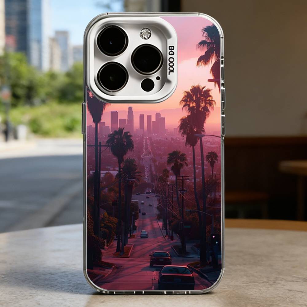 Travel Los Angeles California White Shockproof Phone Case For iPhone 16,15,14,13,12,11,Pro,XS,Max,Plus,Mini,SE