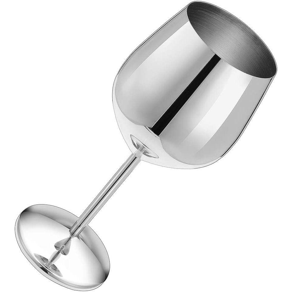 Steel Stemmed Wine Glasses 350 ml, Unbreakable Wine Glass Goblets, Gift for Men and Women, Party Glasses - 350 ml (Silver)