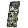 Panda Phone Case For Samsung Galaxy Z Flip 3 4 5 6 7 Hard Black Folding PC For Samsung Z Flip3 Flip4 Flip5 Cover