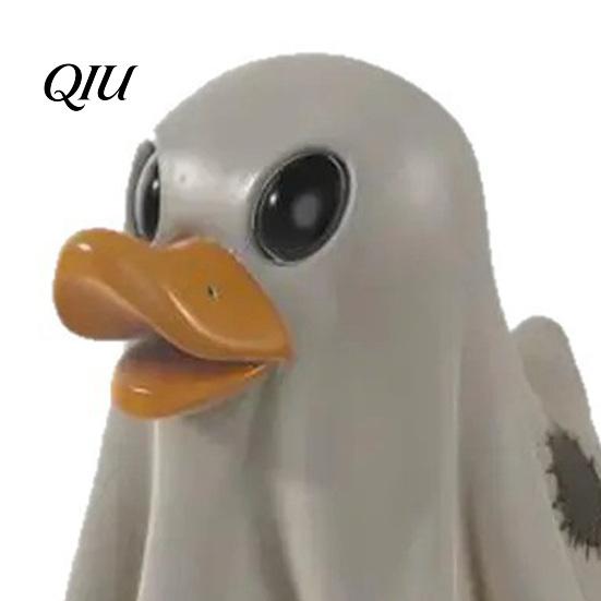 Resin Animal Figurine Halloween Rubber Duck, Cute Decor with Big Eyes & Orange Beak, Duck Fade-Resistant for Indoor Outdoor Desktop Garden