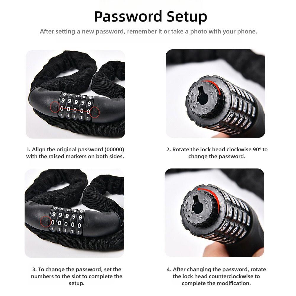 Steel Chain Combination Chain Lock ABS Bicycle Locks Anti-theft Lock Motorcycle Security
