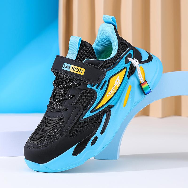 Zapatos Casuales de Cuero Populares para Niños Zapatilla Transpirable de Malla Calzado de Tendencia de Moda para Correr al Aire Libre