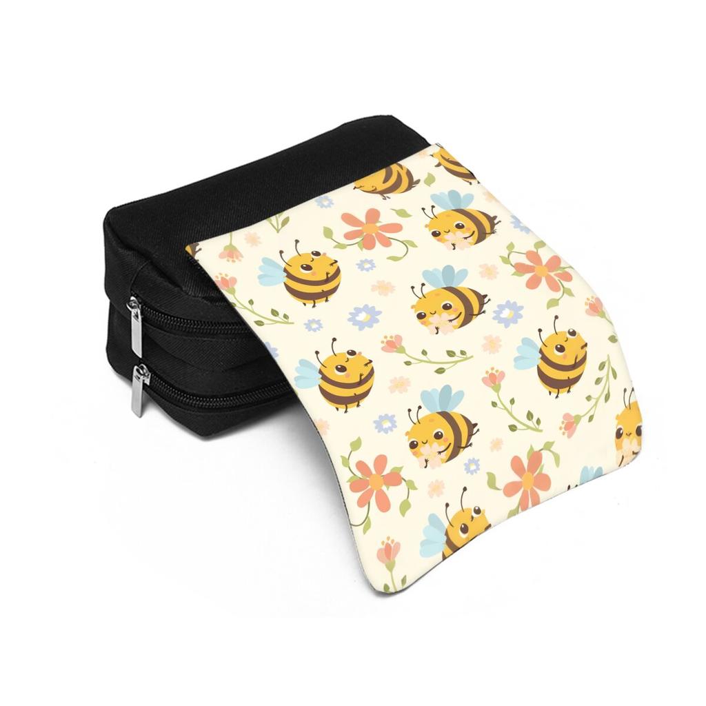 Cute Bee Pattern Double Flip Fabric Pen Case Boy/Girls Best Gift 2D Flat Pencil Pouch School Office Use Children