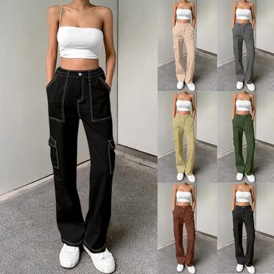 Women Cargo Pants For Women High Waisted Casual Pants Baggy Stretchy Wide Leg Streetwear