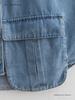Women's Patchwork Irregular Polo Collar Denim Cardigan Top