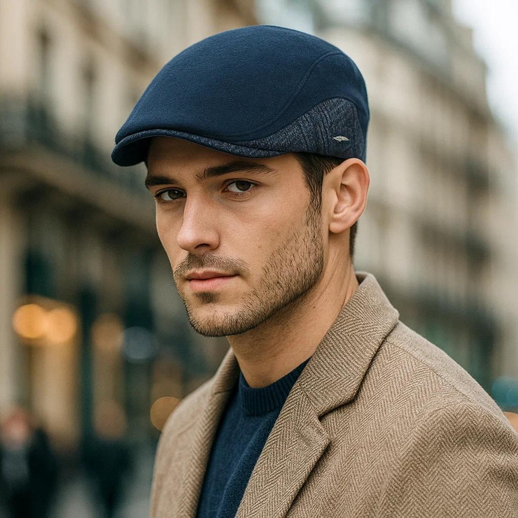 Winter Autumn Wool Warm Newsboy Cap Men Women Thick Warm Vintage Casual Fashion Berets Gatsby Flat Hat Peaked Cap Adjustable