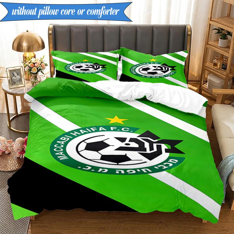 3PCS Maccabi Football Club Printed Soft Bedding Set,Including 1pc Duvet Cover And 2pcs Pillowcases Perfect for Bedroom, Dormitory, Fan gift