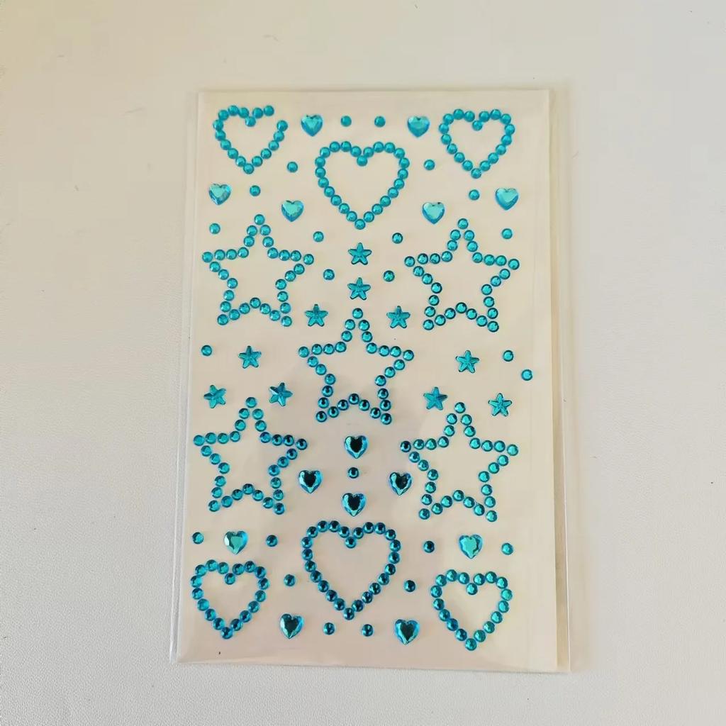3D Star Heart Shaped Pearls Crystal Stickers Kids DIY Self Adhesive Jewel Crafts Sparkly Rhinestone Stationery Stickers Girls