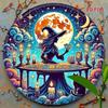 Vintage Witch Cat Tarot Metal Wall Art, Gothic Home Office Decor, Handmade Mystic Sculpture