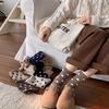 Women's Mid-Calf Polka Dot Brown Wool Socks - Warm, Thickened, Japanese Style for Fall/Winter