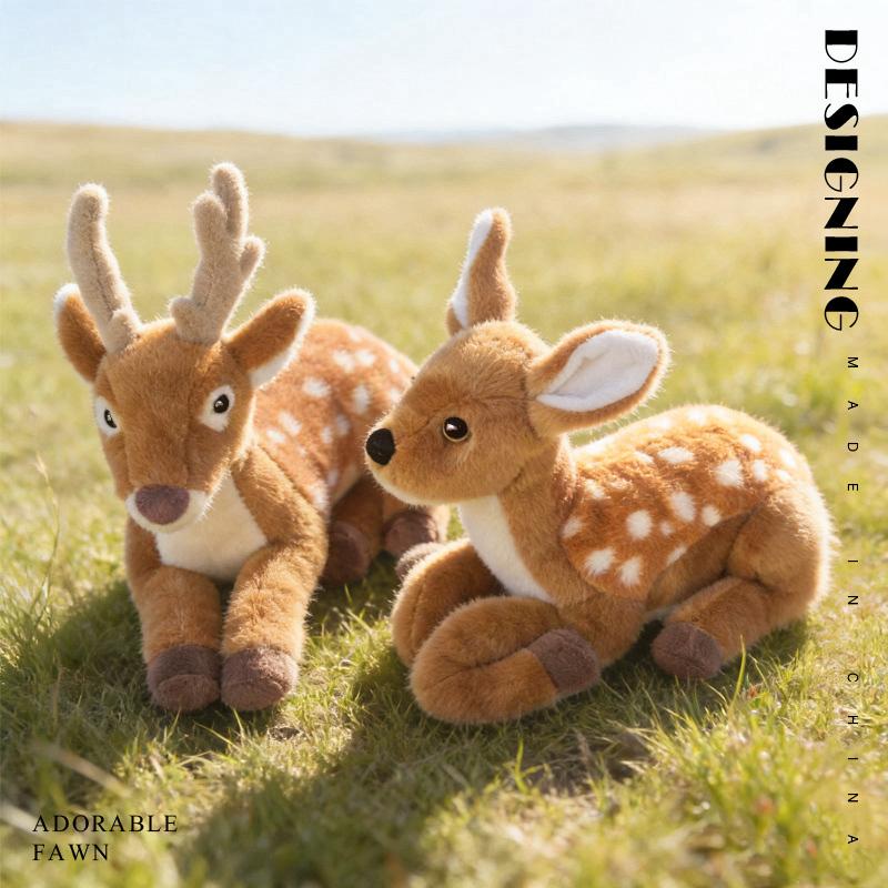 Delicate Cuddly Little Deer Plush Toys High Quality Lifelike Lying Prone Forest Deer Doll Warm Dad Mom Baby Toys Desktop Pets