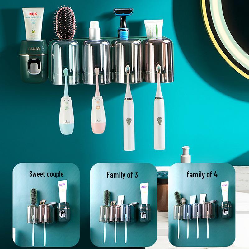 Wall-Mounted No-Punch Toothbrush & Rinsing Cup Set