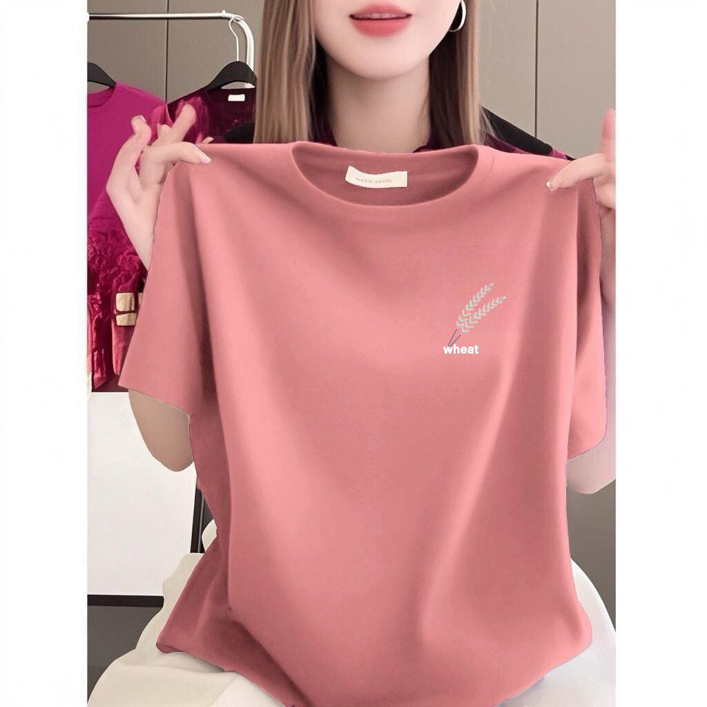 Korean Style Casual Women's Summer Slimming Print T-Shirt, Perfect for Middle-aged and Elderly