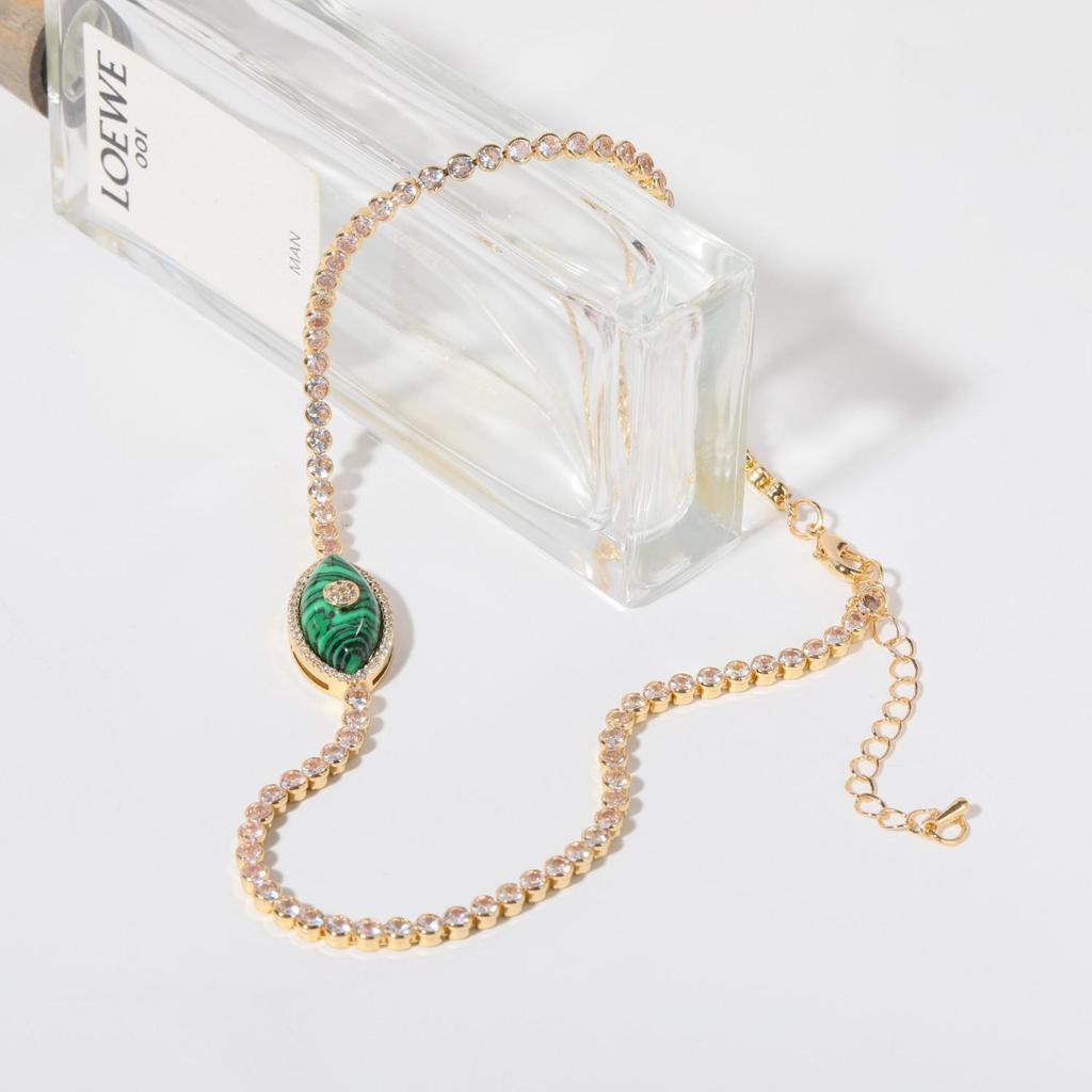 Devil's Eye Gold-Plated Necklace & Bracelet Set with Zirconia Stone, 18K Stainless Steel, European & American Style.