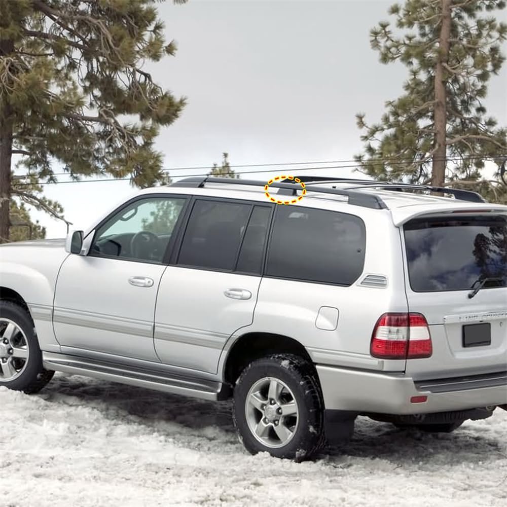 Für Toyota Land Cruiser LC100 FJ100 1998 1999 2000 2001 2002 Schwarze Außen Dachgepäckträger Schienen Gepäck Center Schutz Abdeckung Autozubehör 2 Stück