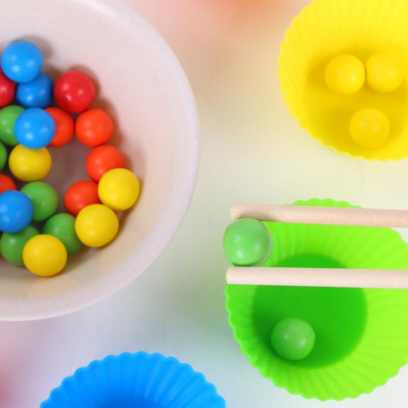 Wooden Montessori Clip Beads Toy Fine Motor Training Color Sorting Matching Early Learning Educational Toys For Children Kids