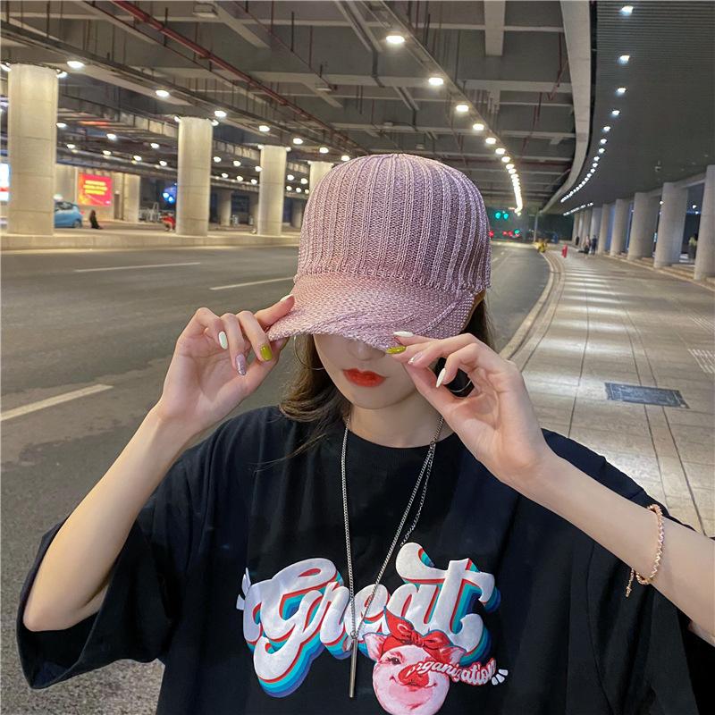 Women's summer baseball cap with hollow-out rhinestones, versatile duckbill cap, Korean style trendy casual sun hat, breathable mesh sun hat