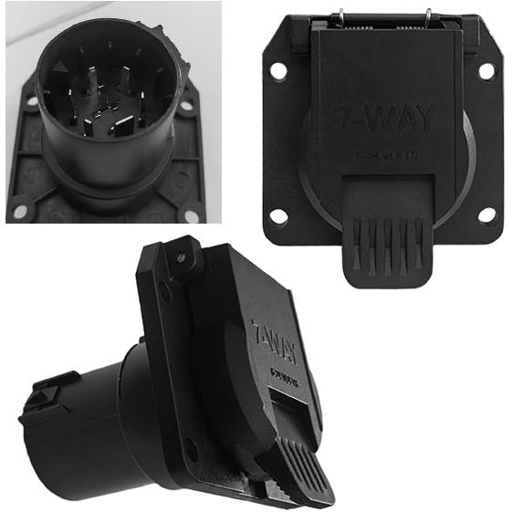 JOYCOURT Replacement 7-Way RV Blade Socket USCAR To 7 Pin Trailer Connector | Trailer Plug for Ford Chevy Dodge Silverado, 7-Way Vehicle-Side
