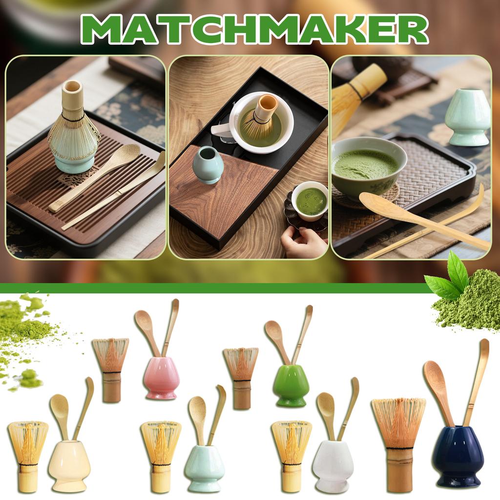 Japanese Matcha Tea Accessories, Matcha Whisk, Traditional Spoon, Teaspoon, Whisk Stand, The Perfect Set To Make A Traditional Cup Of Matcha