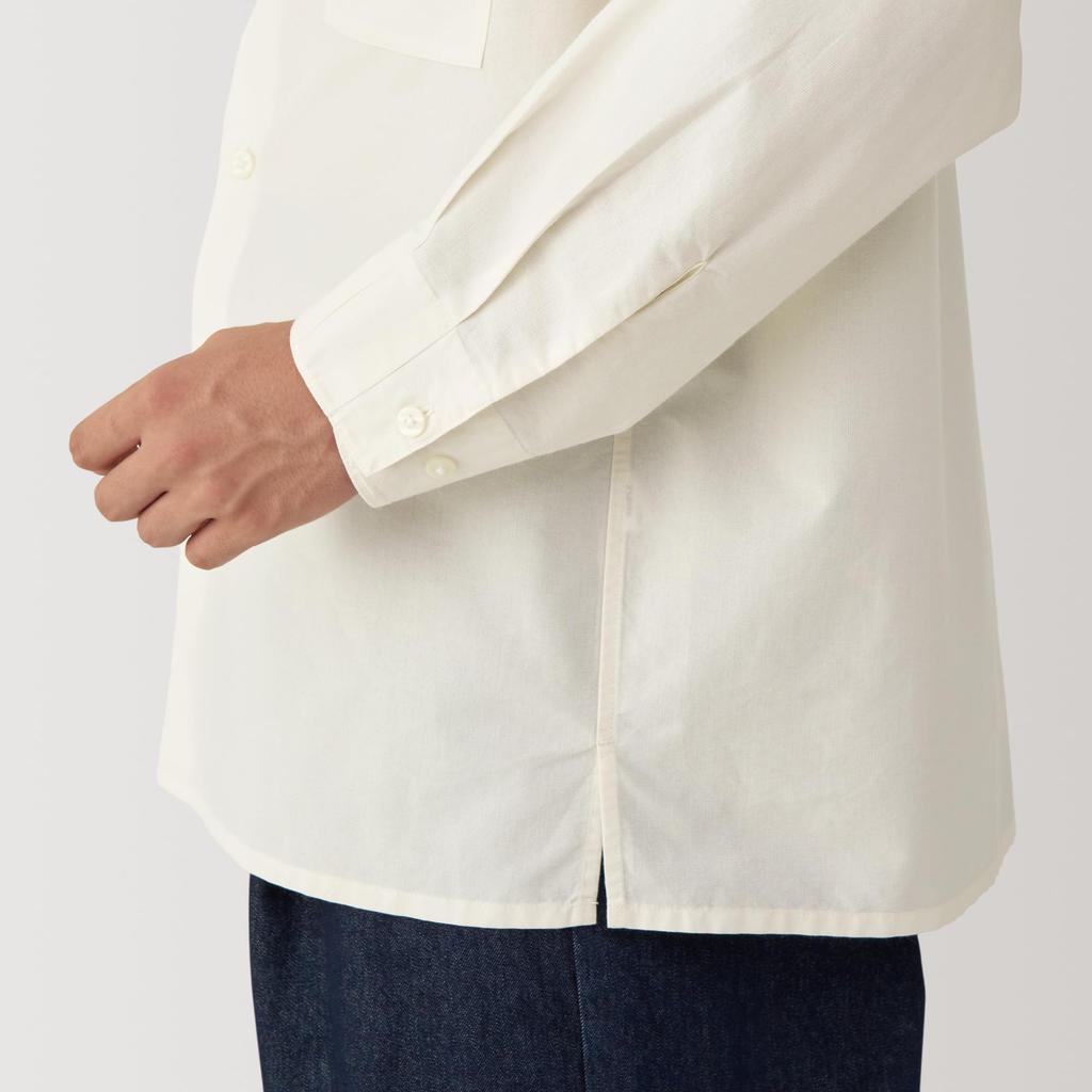 MUJI Men's Washi-Blend Poplin Shirt, BG1RFA4A, Off-White, Men's Size S