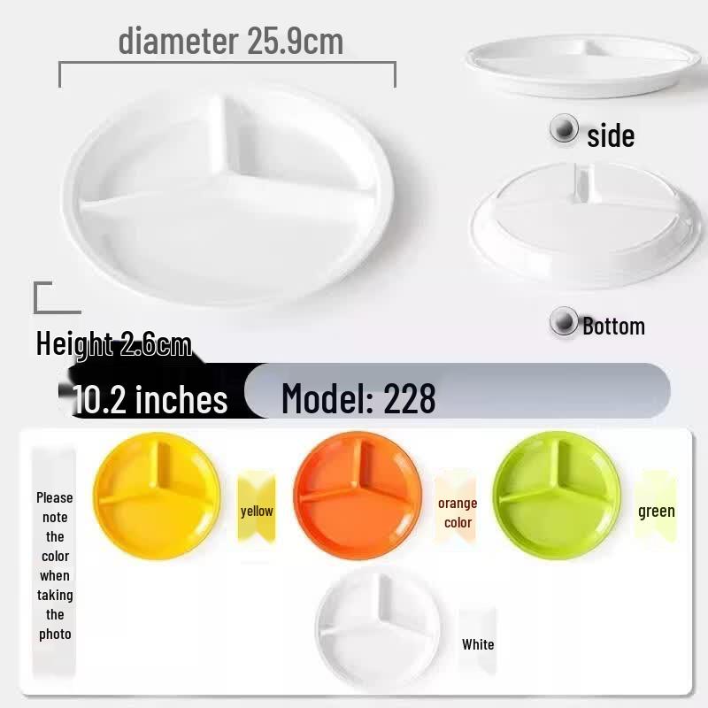 HANDUNYOU Commercial Thickened Melamine Divided Dinner Plate