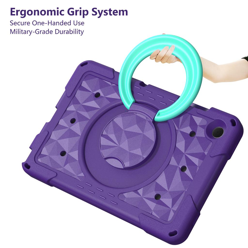 For Samsung Galaxy Tab A11+ / A9+ Case Hand Grip Kickstand Geometric Pattern PC + EVA Tablet Cover with Shoulder Strap