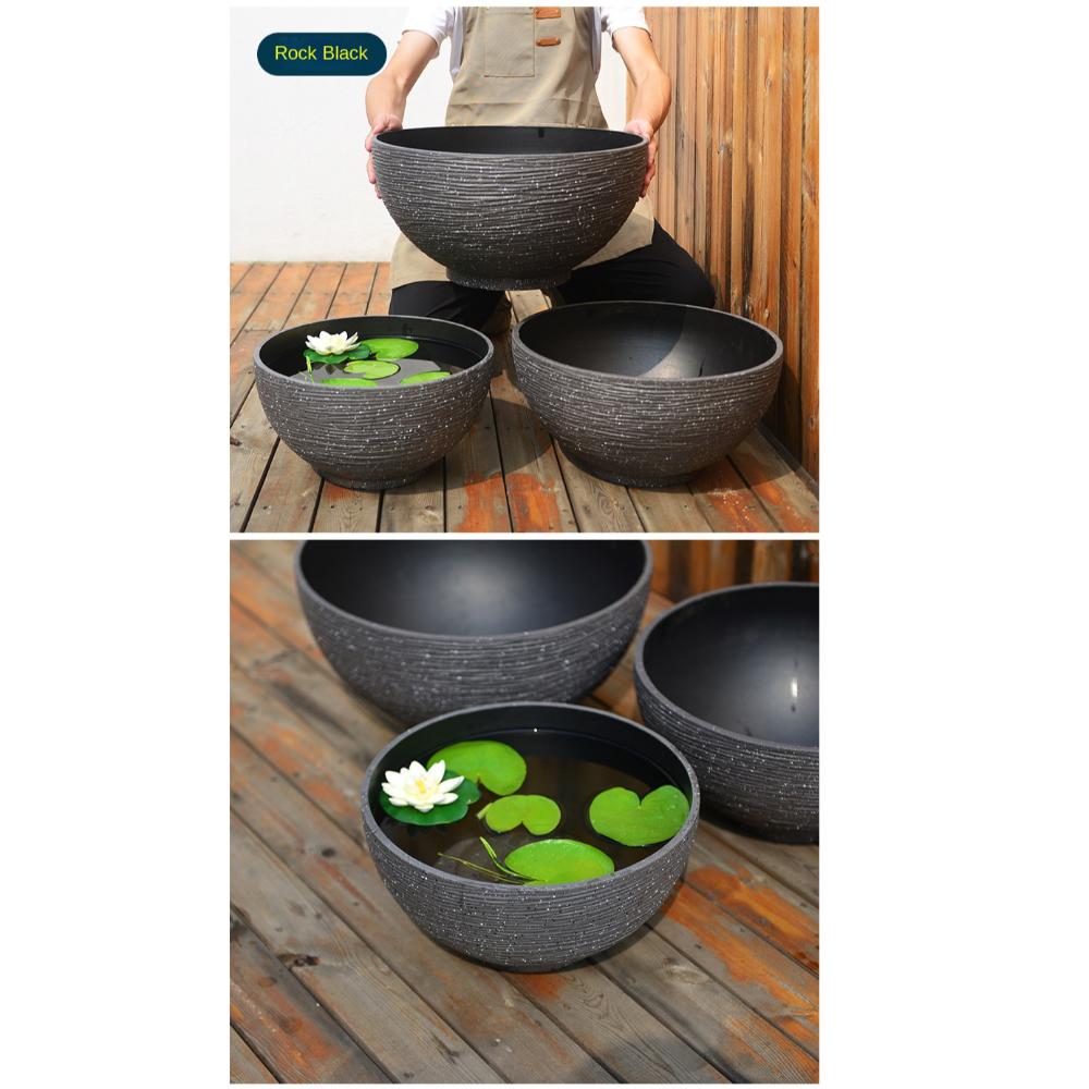 Large Bowl Planter Water Lily Pots Resin Crafted Garden Bowl Planter Simulation Water Plant Pot
