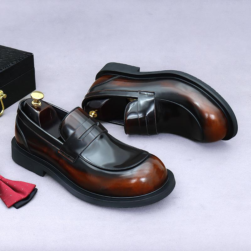 Big Head Leather Shoes Men's Business Dress Cowhide Leather Foot Cover Casual Lacquer British