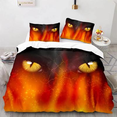 Flame Tiger 3D Bettwäscheset Cool Goldene Bettbezug Kissenbezüge Bettdeckenbezug Geschenk Einzel Doppel Twin King Queen Polyester