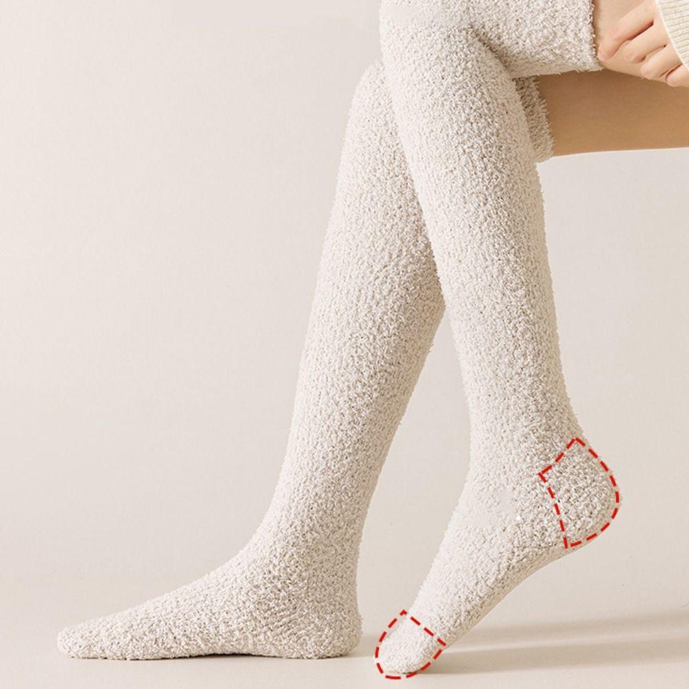 Coral Fleece Long Tight Socks Soft Foot Warmers Fashion Boot Socks  Fall Winter