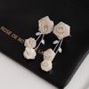 French Light Luxury Zircon Fringed Flower Stud Earrings Fashion Temperament Atmospheric Earrings Niche Earrings