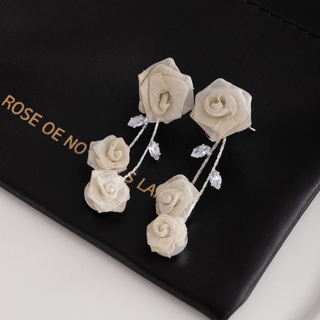 French Light Luxury Zircon Fringed Flower Stud Earrings Fashion Temperament Atmospheric Earrings Niche Earrings