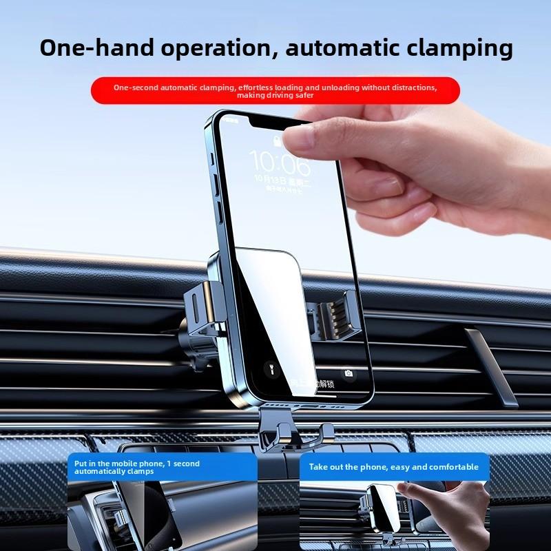 Spiral hook car phone holder for air vent, metal anti-shake car mount, car navigation support bracket
