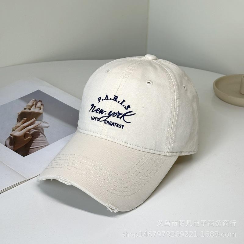Street hole soft top baseball cap male and female couples students spring and summer sunshade fashion letter embroidered cap